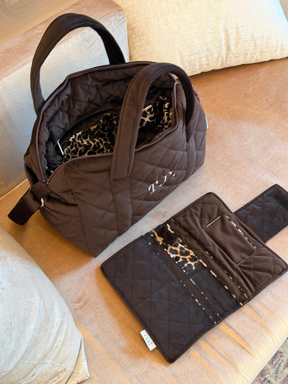 Dark brown velvet mom organizer