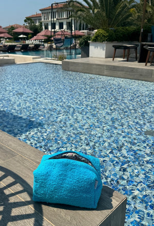 Blue terry vanity bag