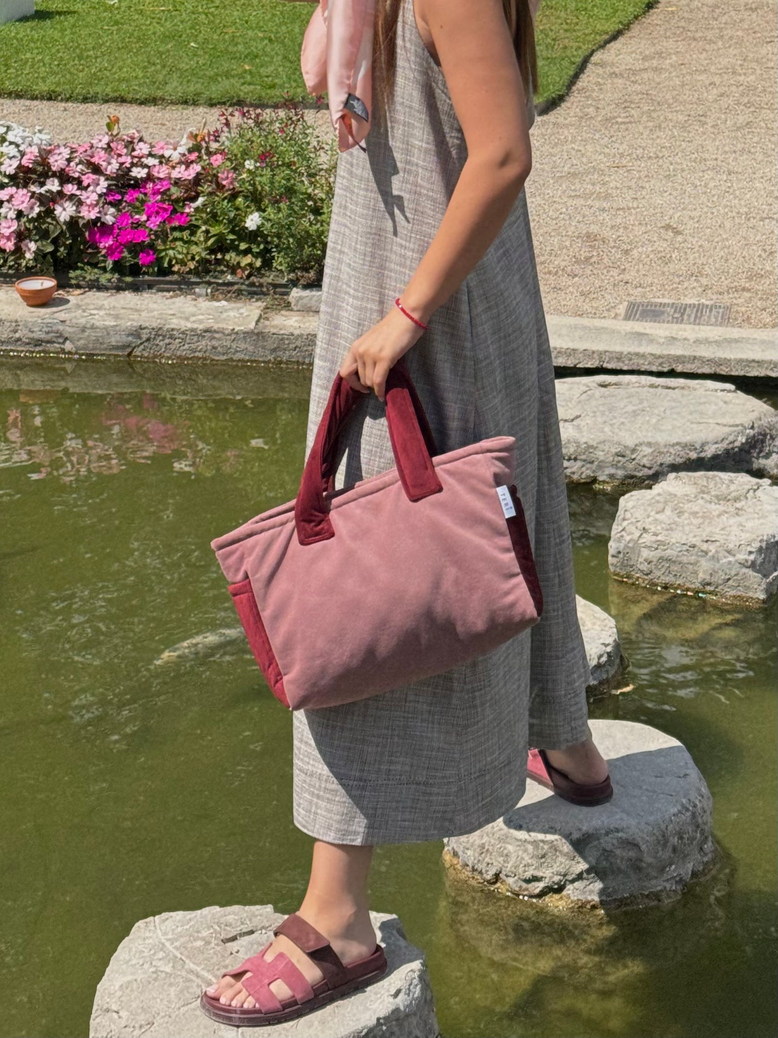 Roze/bordo pliš MINI torba
