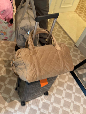 Golden velvet mom bag
