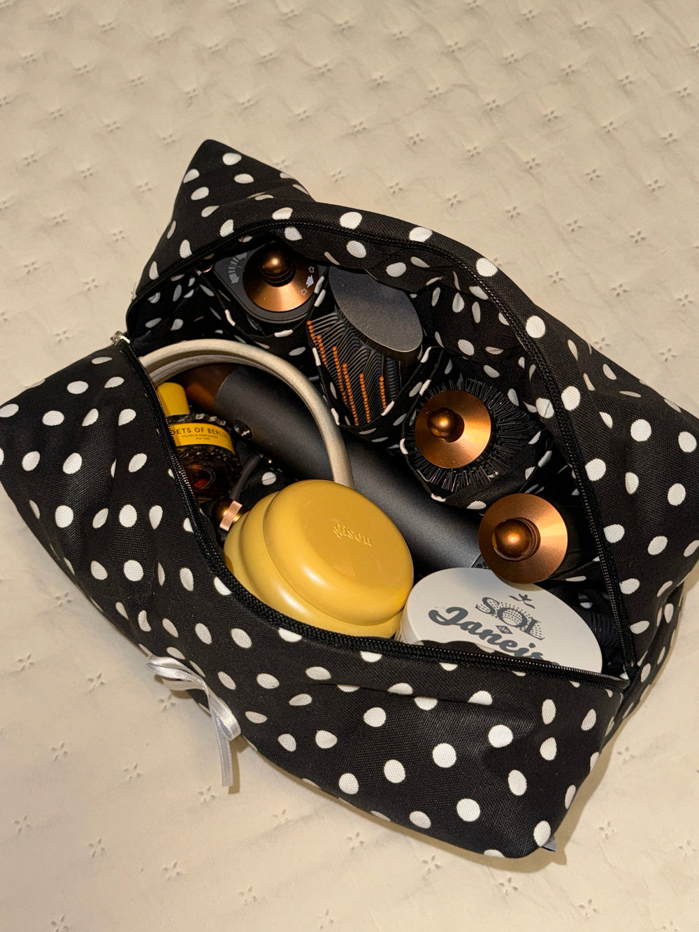 Jumbo polka dot vanity bag