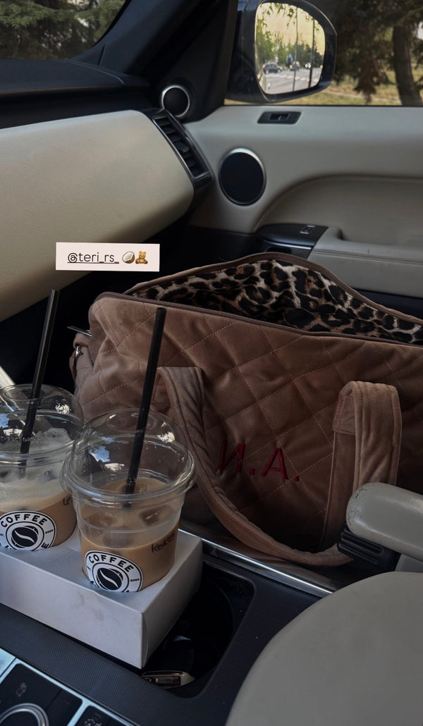 Golden velvet mom bag
