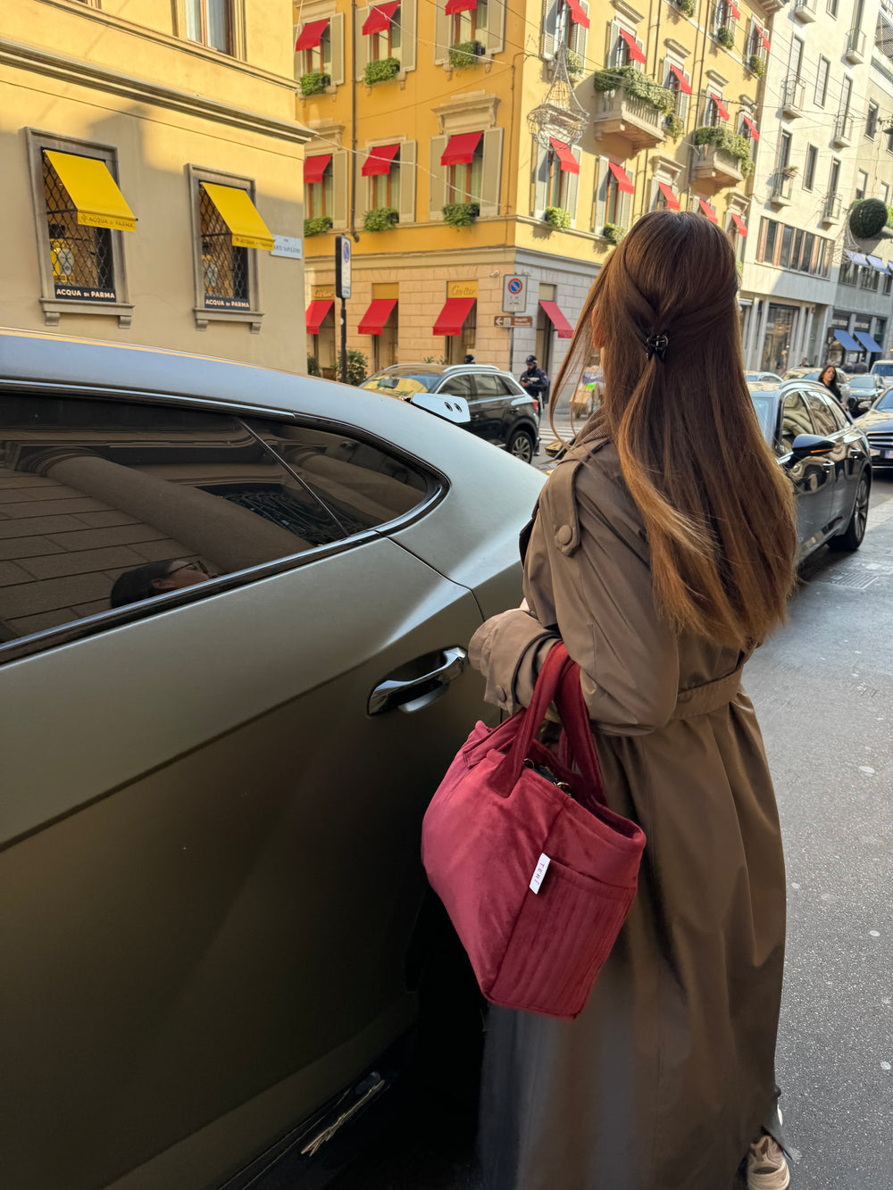 Burgundy velvet mini bag