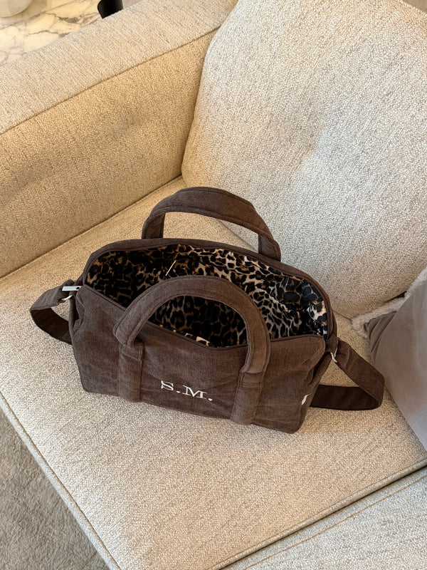 Brown velvet mom bag