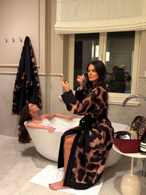 Leopard terry robe