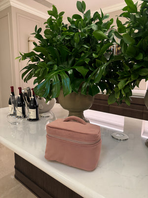 Big soft pink velvet beauty case