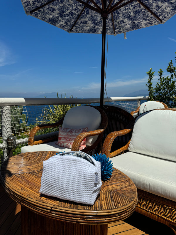 White waffle vanity bag