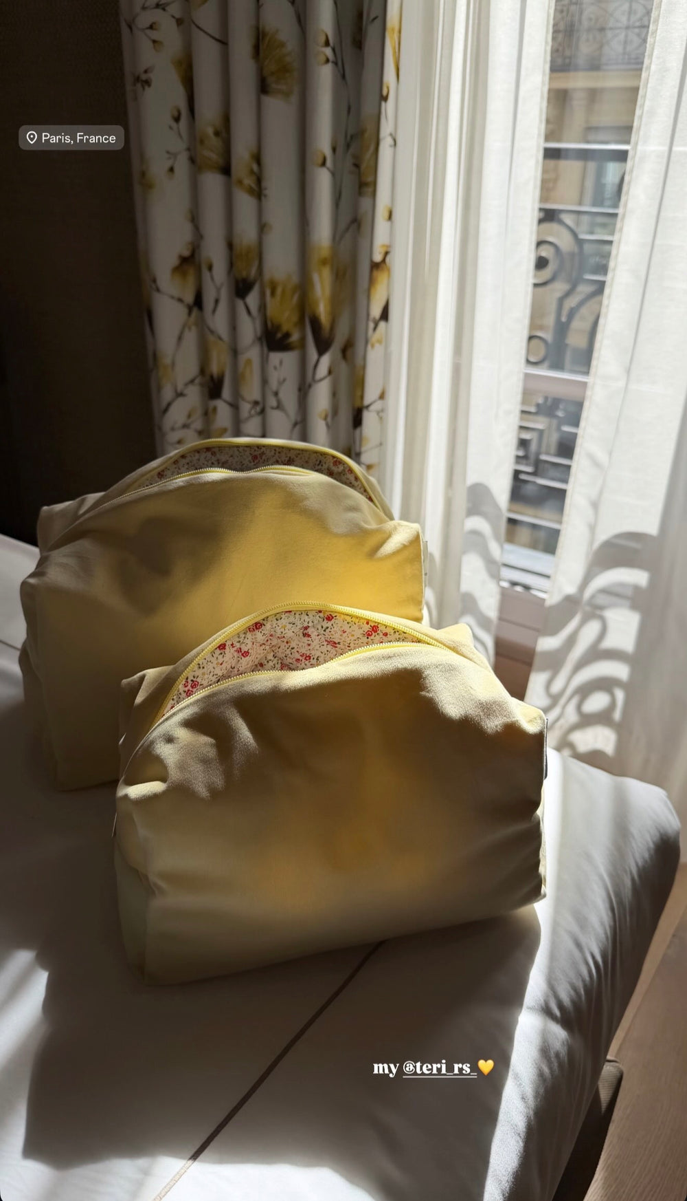 Yellow velvet vanity bag