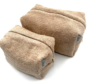 Beige terry vanity bag
