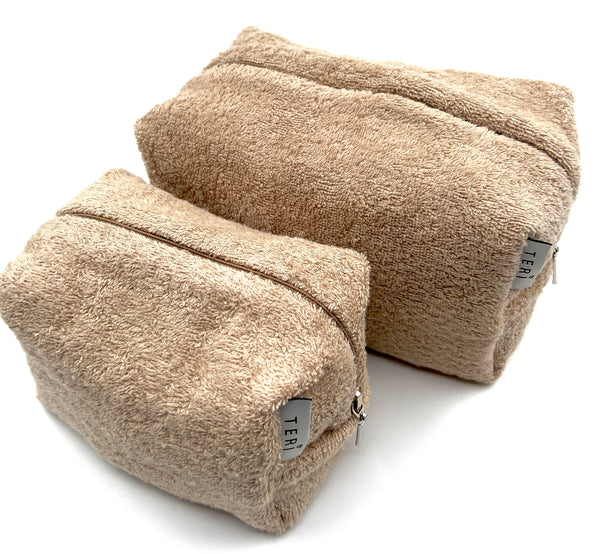 Beige terry vanity bag