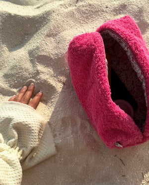 Hot pink terry vanity bag