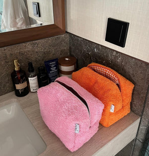 Orange terry vanity bag