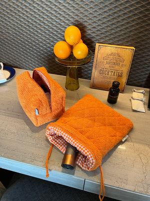 Orange terry vanity bag