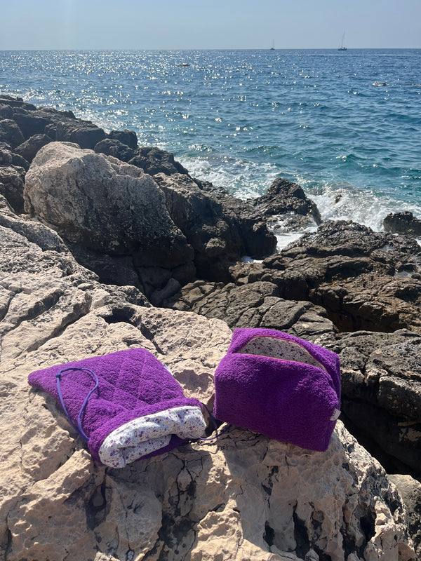 Purple terry vanity bag