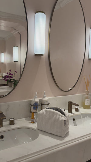White waffle vanity bag