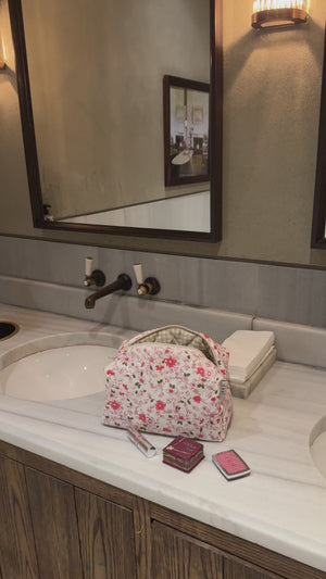 White floral vanity bag