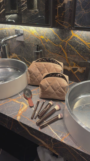 Golden velvet vanity bag