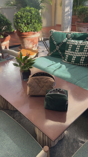 Green velvet vanity bag