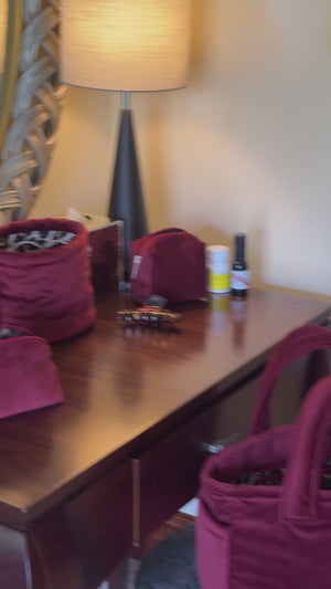 Burgundy velvet organizer