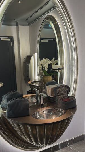 Dark gray velvet vanity bag