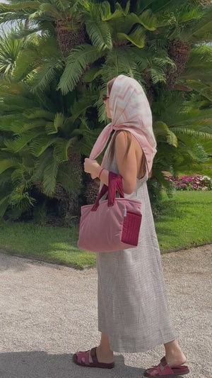 Soft pink/burgundy velvet mini bag