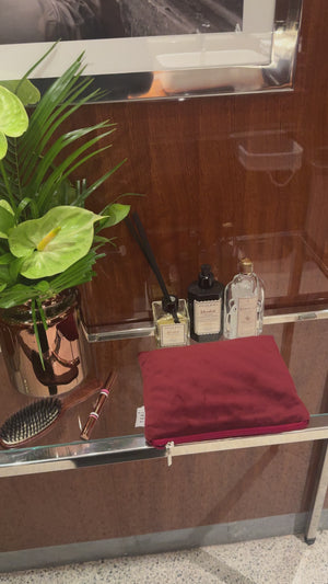 Burgundy velvet clutch