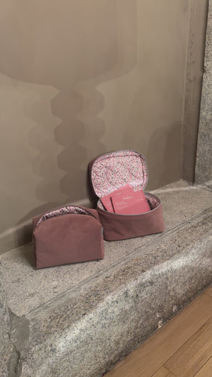 Big soft pink velvet beauty case